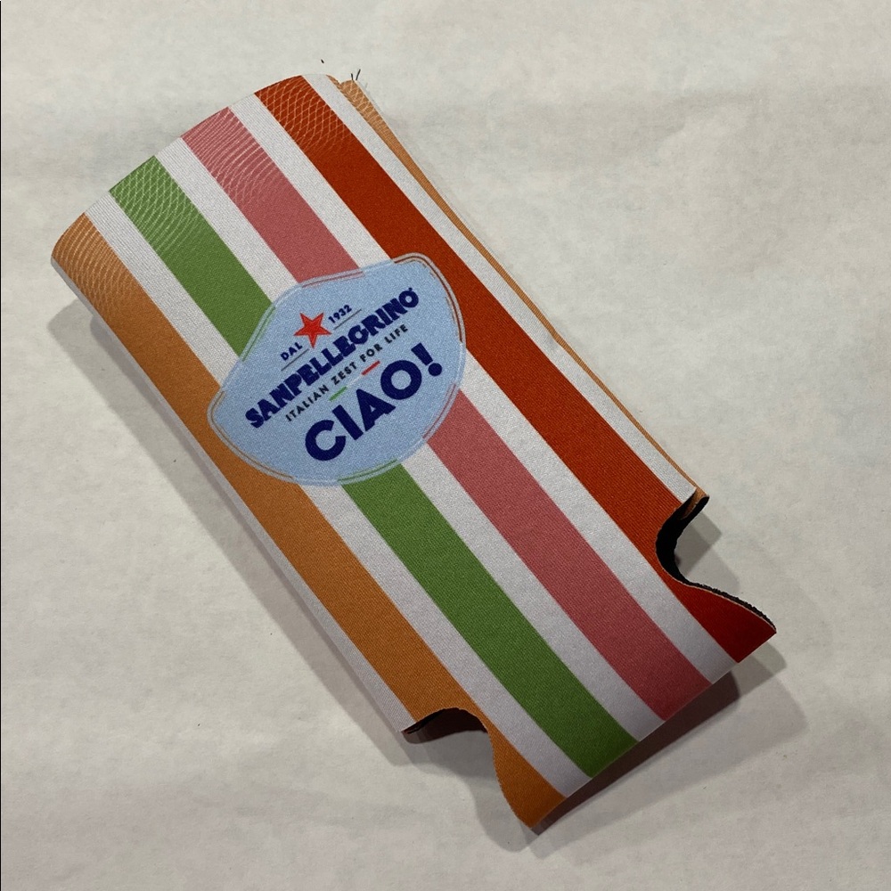 Sanpellegrino Striped CIAO Slim Can Cooler Koozie limited edition new - Picture 2 of 5